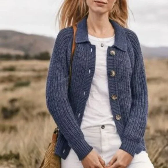 Garnet Hill Isle Linen/Cotton Relaxed Cardigan - Picture 2 of 9